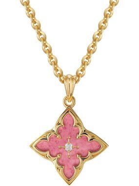 Women's Pink Rhodonit Adjustable Chain Choker Charm Pendant Lucky Necklaces
